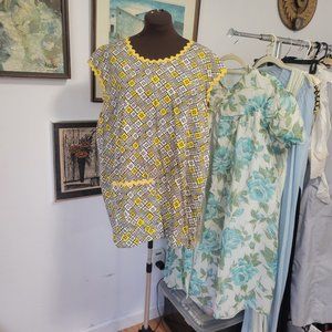 Vintage Work Smock without tie back -Apron like tunic top